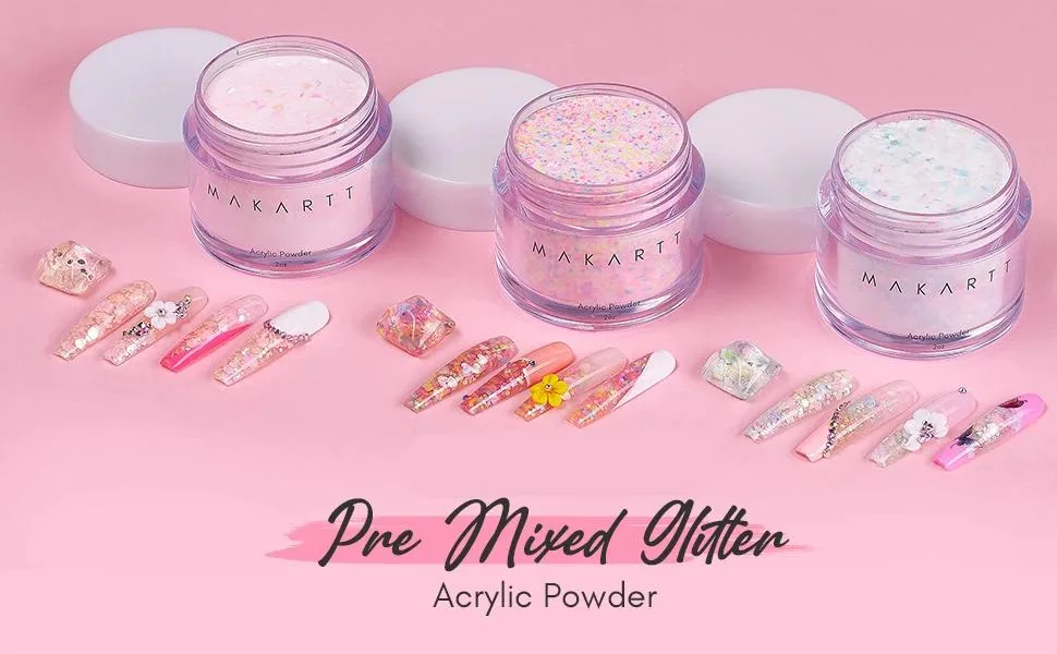 Glitter Acrylic Powder - 2oz for Nail Extension