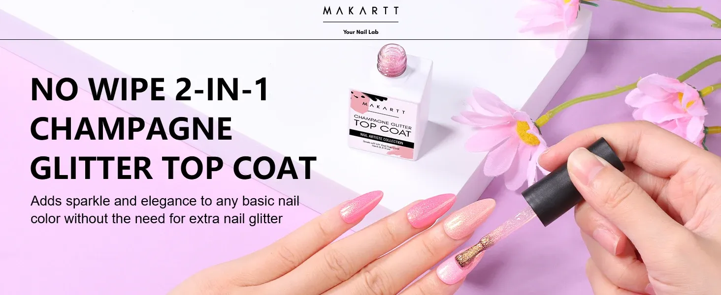 Champagne Glitter Gel Top Coat (15ml)