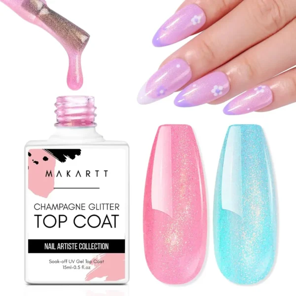 Champagne Glitter Gel Top Coat (15ml)