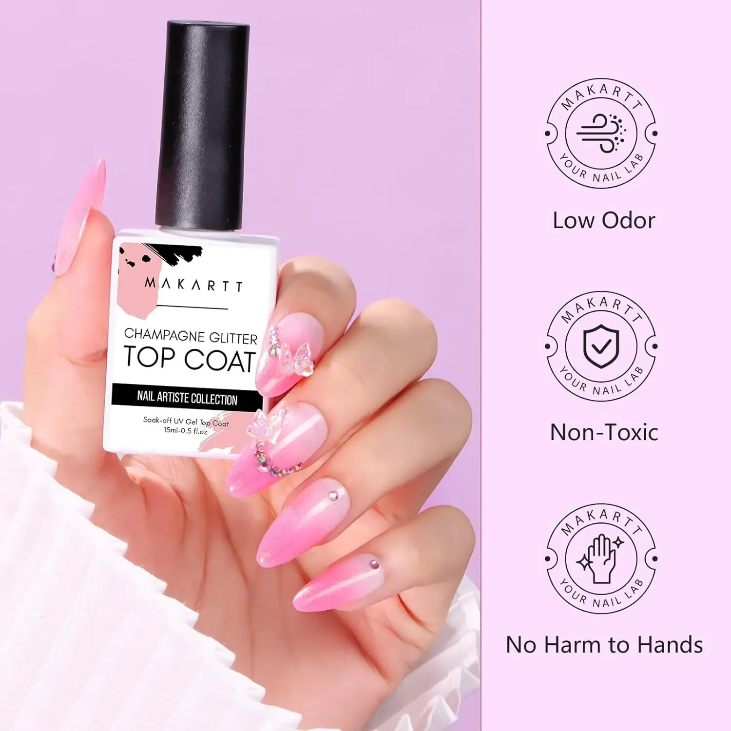 Champagne Glitter Gel Top Coat (15ml)