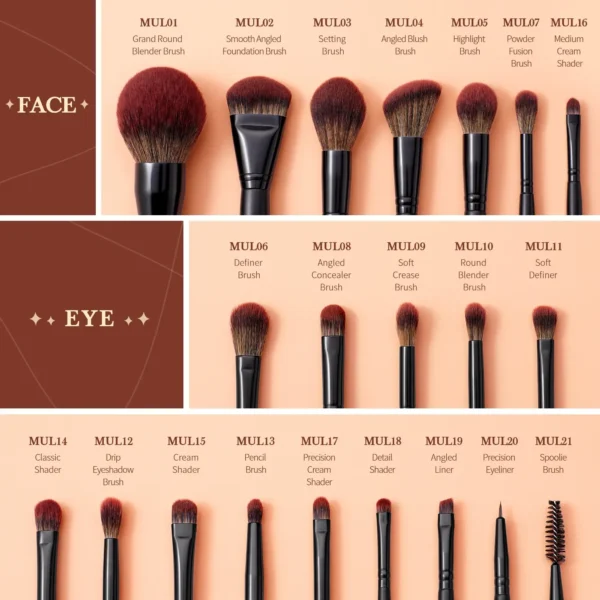 Premium Synthetic Makeup Brush Set (13/16/21 Pieces)