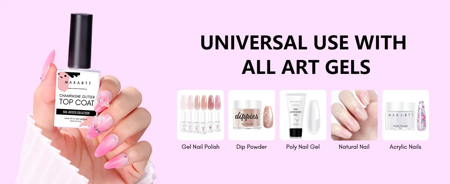 Champagne Glitter Gel Top Coat (15ml)