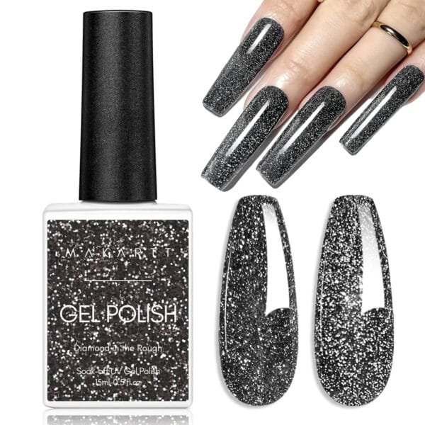 Black Glitter Gel Nail Polish (15ml)