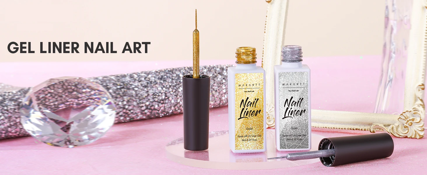 Metallic Glitter Nail Art Liner Set
