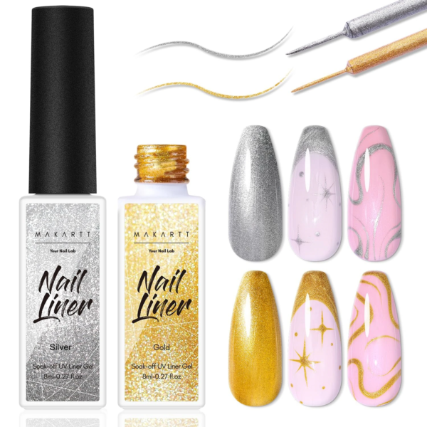 Metallic Glitter Nail Art Liner Set