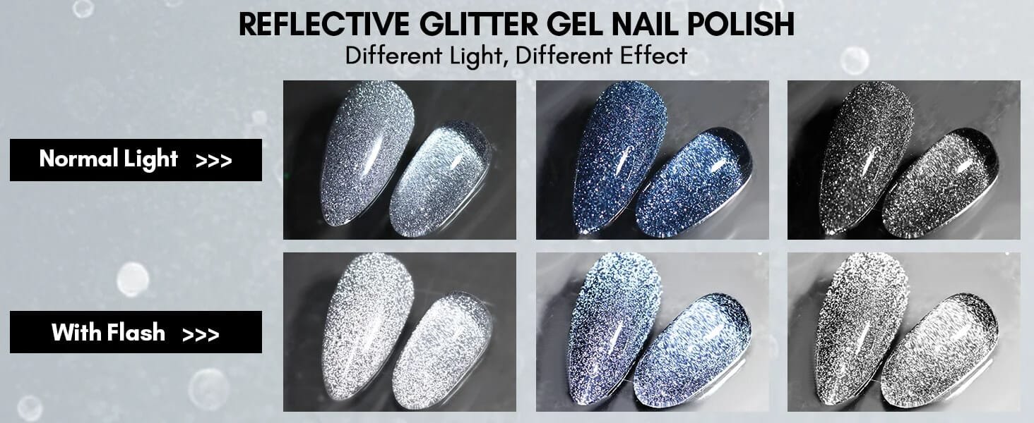 Black Glitter Gel Nail Polish (15ml)
