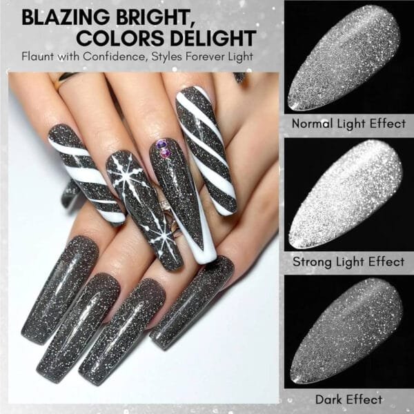 Black Glitter Gel Nail Polish (15ml)