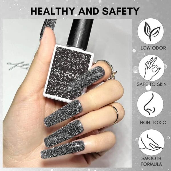 Black Glitter Gel Nail Polish (15ml)