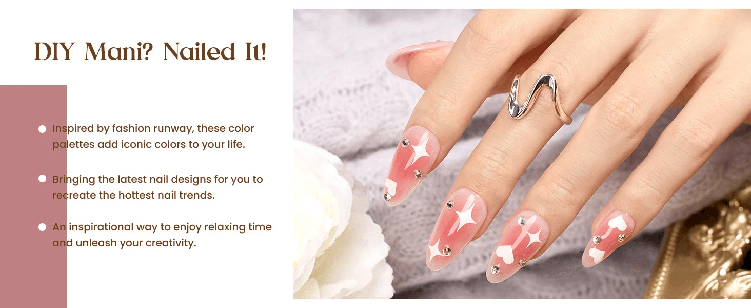 6-Color Glitter Pink & Brown Gel Polish Set (8ml)