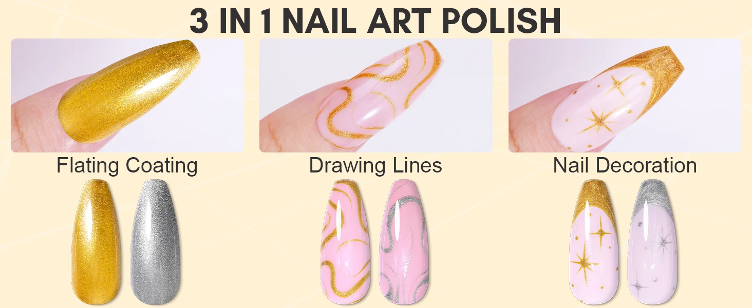 Metallic Glitter Nail Art Liner Set