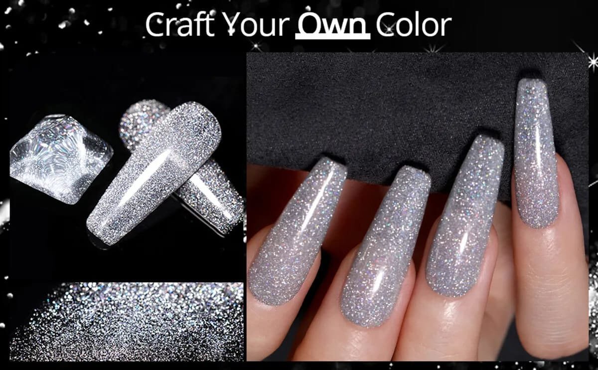 Black Glitter Gel Nail Polish (15ml)