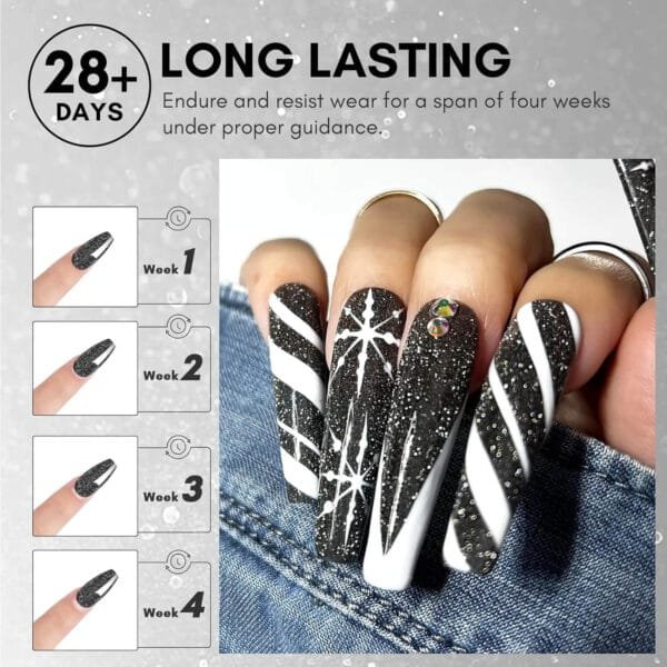 Black Glitter Gel Nail Polish (15ml)