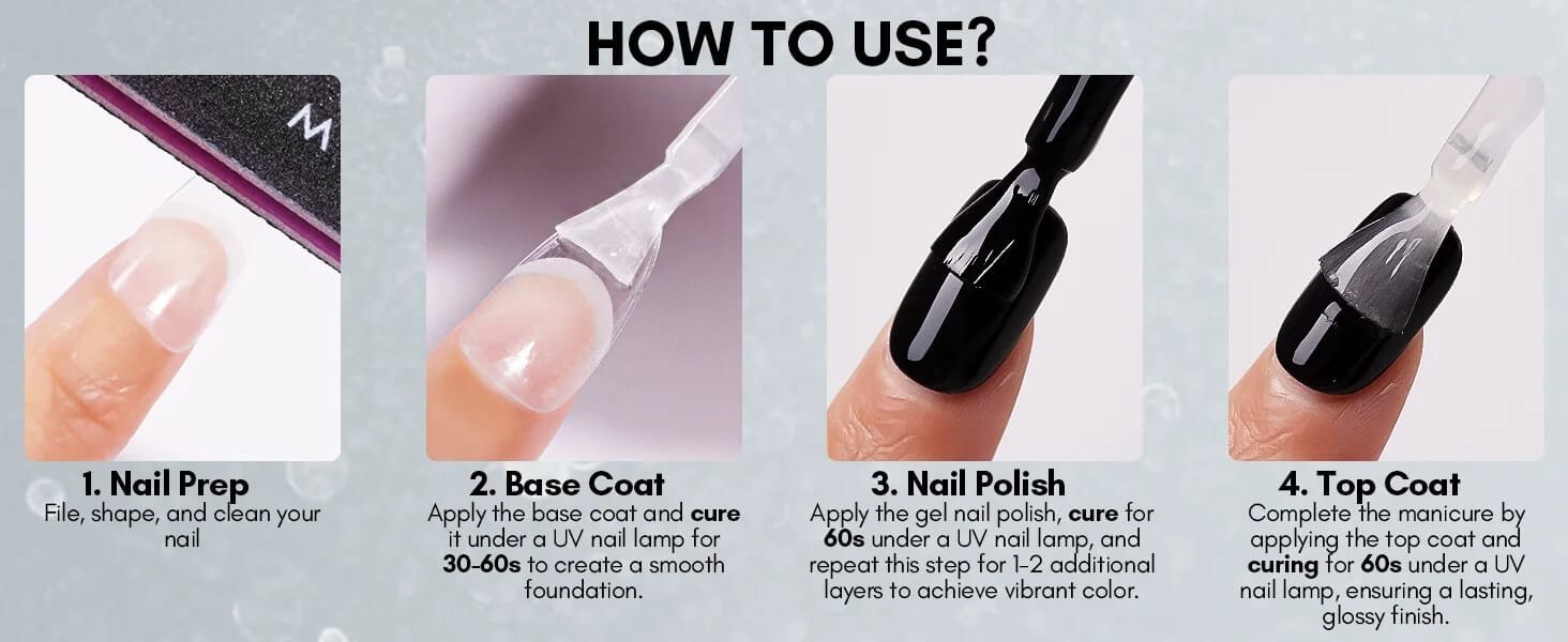 Black Glitter Gel Nail Polish (15ml)