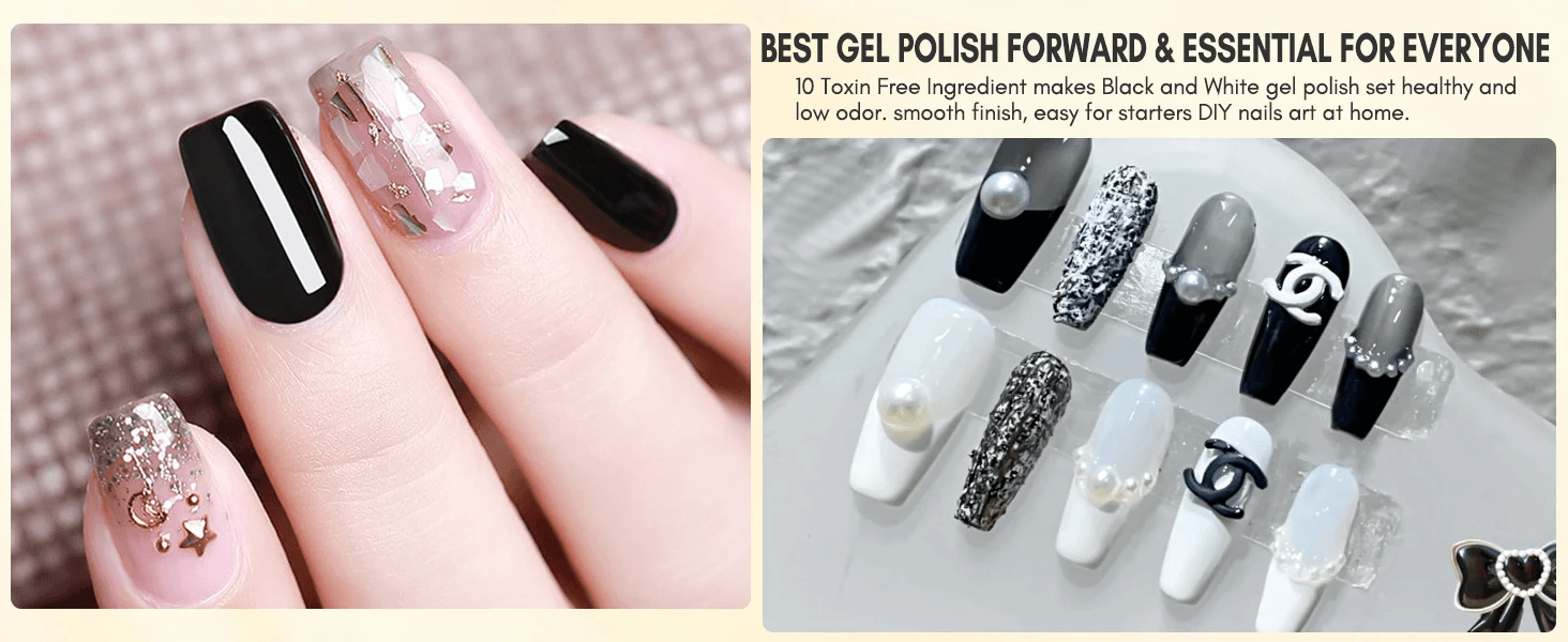Classic Black & White Gel Polish Set (15ml)