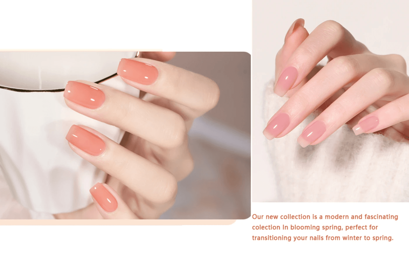 6-Color Glitter Pink & Brown Gel Polish Set (8ml)