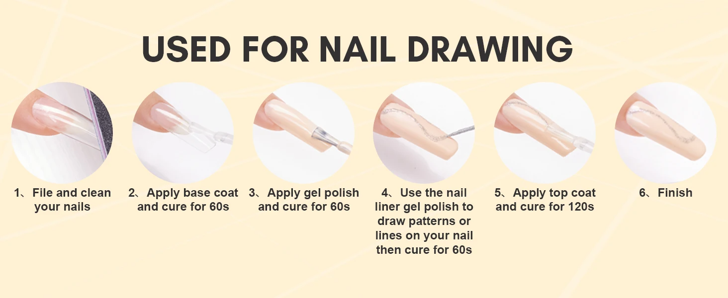 Metallic Glitter Nail Art Liner Set
