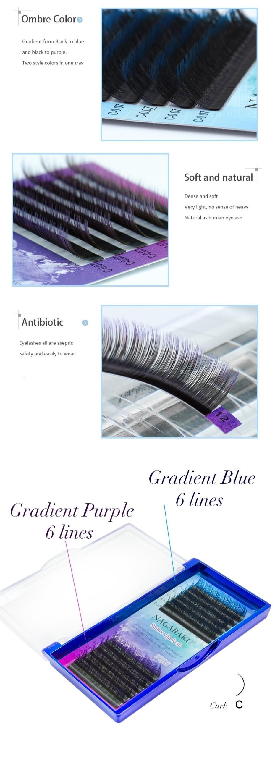 0.07 mm Ombre Color Eyelashes Set