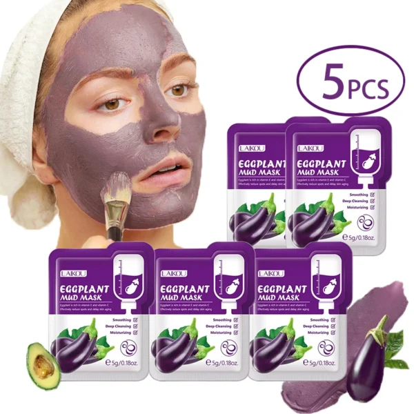 Eggplant Mud Mask – Oil Control 5pcs