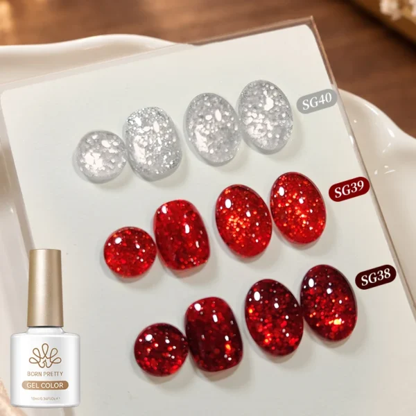 Red Silver Glitter Gel Polish - Image 2