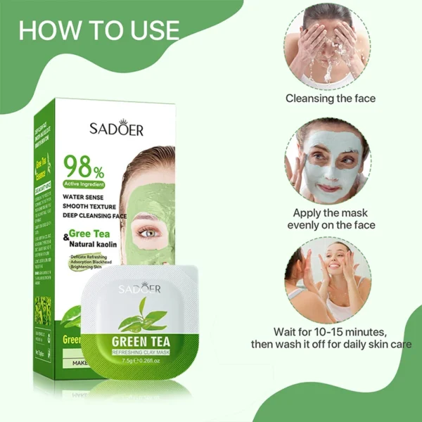 Green Tea Mud Mask – Purifying 8pcs - Image 3