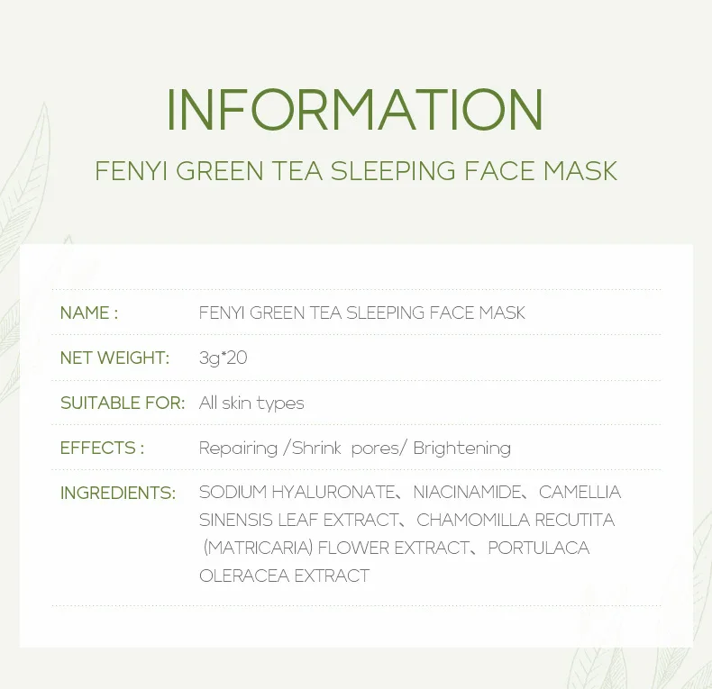 Sleeping Face Mask – Green Tea 10pcs