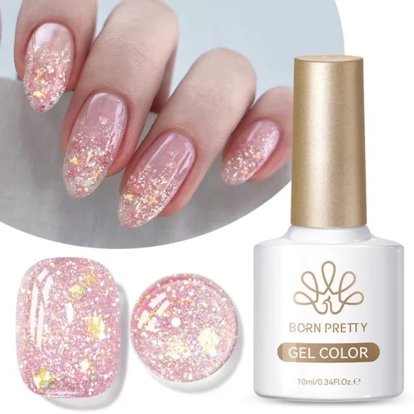 Pink Jelly Glitter Gel Polish - Image 4