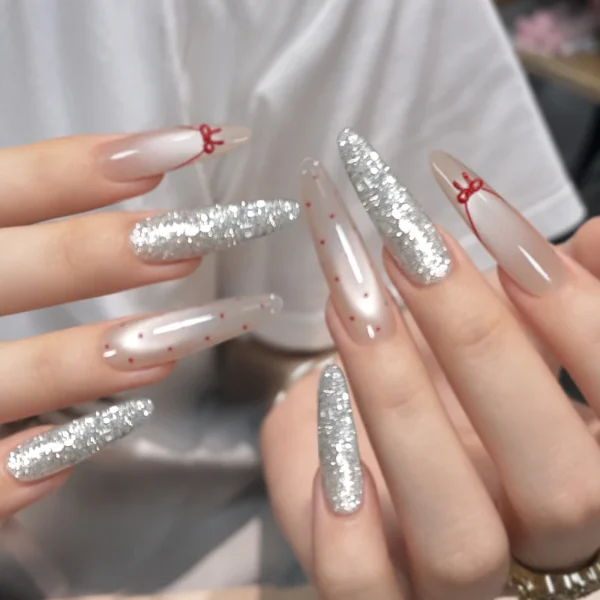 Red Silver Glitter Gel Polish - Image 5