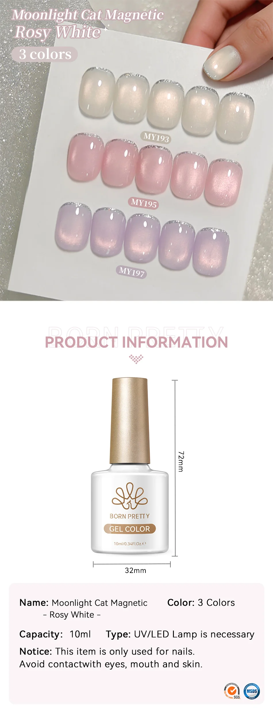 Rosy White Moonlight Cat Eye Gel