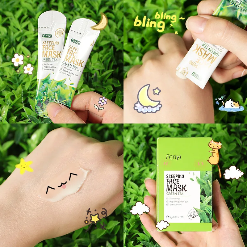 Sleeping Face Mask – Green Tea 10pcs Sleeping Face Mask – Green Tea 10pcs - Image 5