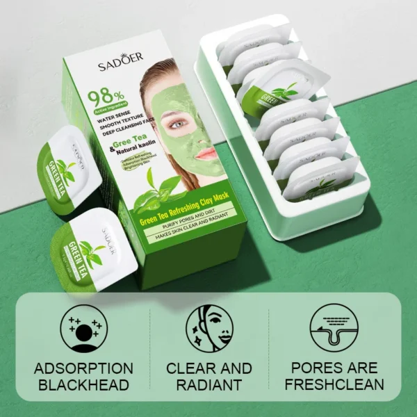 Green Tea Mud Mask – Purifying 8pcs - Image 4