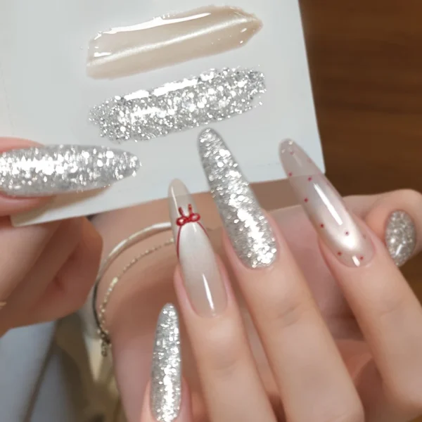 Red Silver Glitter Gel Polish - Image 6
